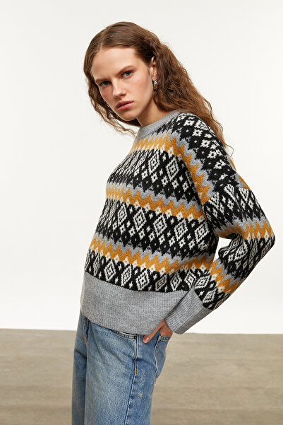 Mudo Jacquard Cycling Collar Knitting Sweater