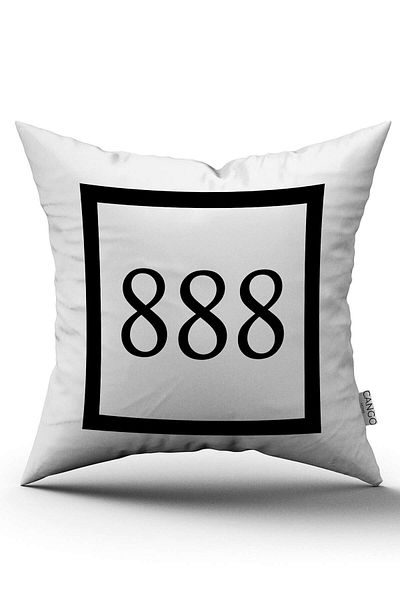 Cango Home Λευκό μαύρο 888 Angel Counted μοτίβο ψηφιακής εκτύπωσης κάλυμμα μαξιλαριού Cgh1270
