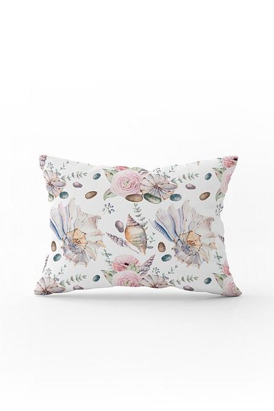 Cango Home Double Sided 35x50 Pink Beige Seashell Flower Patterned Throw Pillow Pillow Case - Cgh031-3550