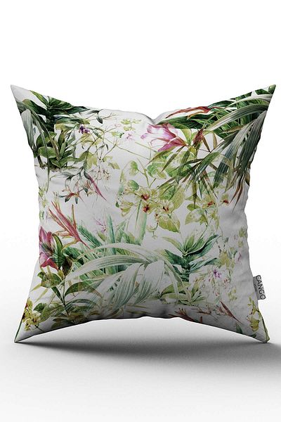 Cango Home Double Sided Green White Tropical Leaf Patterned Throw Pillow Pillow Case - Cgh028-ct