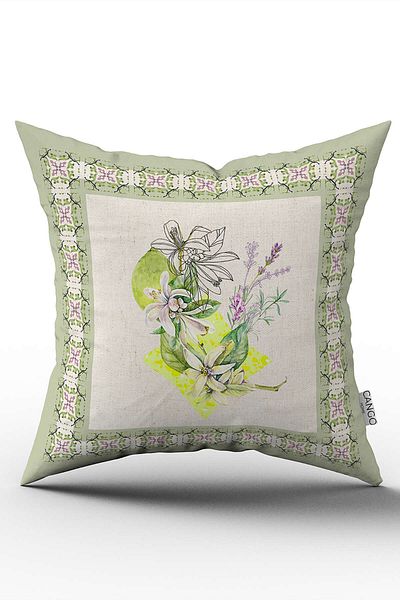 Cango Home Double Sided Green Cream Decorative Lemon Patterned Digital Printed Throw Pillow Cover Cgh1082