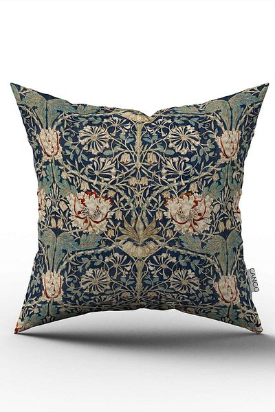 Cango Home Cream Navy Blue Ramadan Themed Decorative Patterned Digital Printed Throw Pillow Cover CGH1338