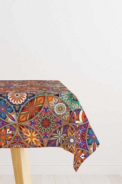 Cango Home Orange Multi-Colored Retro Vintage Patterned Digital Printed Desk Top Otyk010-ms