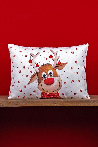 Cango Home Double Sided 35x50 Red Deer Christmas Themed Digital Printed Throw Pillow Cover -cgh1371-3550
