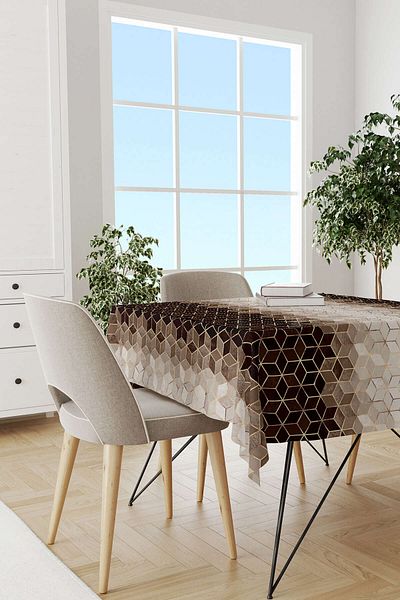 Cango Home Кафява златна мозаечна покривка с дигитален печат Cgh924