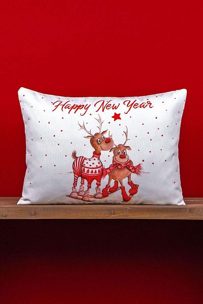 Cango Home Double Sided 35x50 Red Deer Christmas Themed Digital Printed Throw Pillow Cover -cgh1372-3550