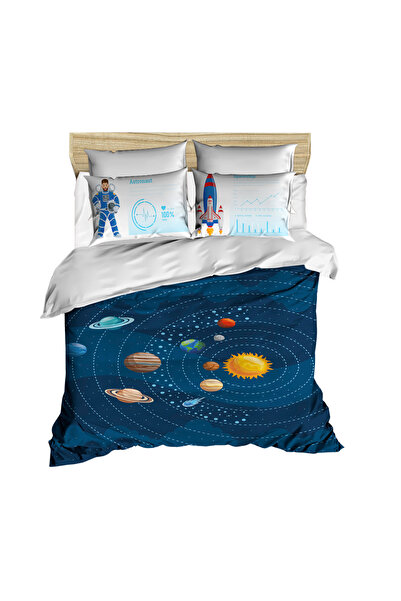 Fabeteks Planets 3D Digital Double Duvet Cover Pillow Set