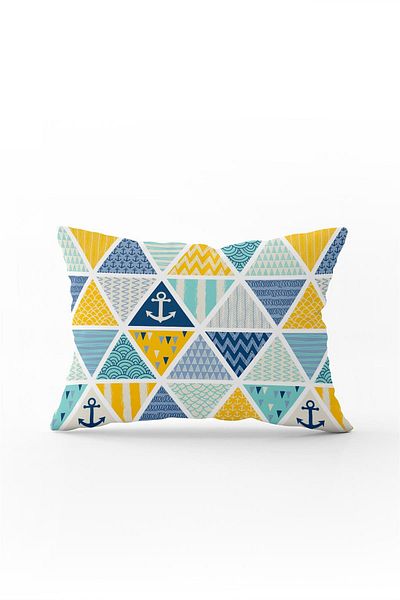 Cango Home Double Sided 35x50 Yellow Blue Marine Patterned Throw Pillow Pillow Case - Cgh133-3550