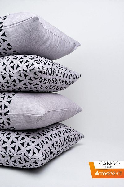 Cango Home Double Sided Gray Black Decorative Geometric Patterned 4-Piece Digital Printed Throw Pillow Cover Set 4kmbs252