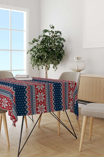 Cango Home Navy Blue Christmas Themed Tablecloth Cgh223-ms