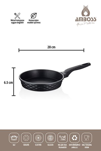 Amboss Quartz 3 Piece Cast Fireproof Non-Stick Titanium Coated Pan Set Black Kuv-