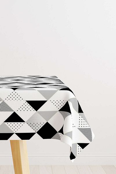Cango Home Alb Negru Modern Geometric Tablewash Cgh245-ms