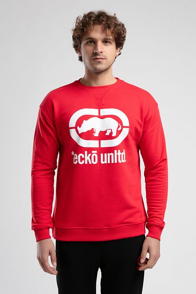 ECKO UNLTD Liberty Red Crew Neck Printed Loose Fit Men's Sweatshirt