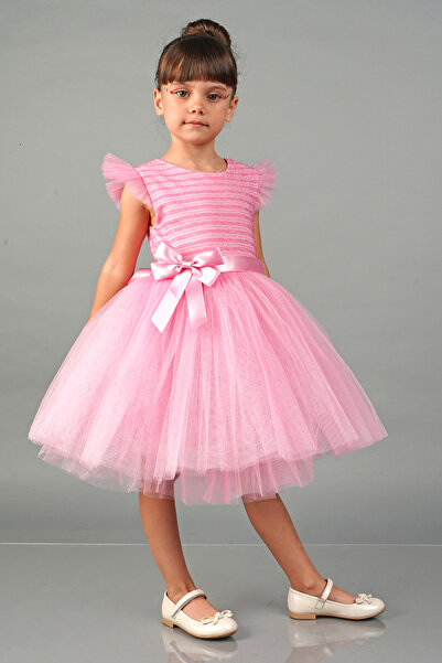 Mixie Βραδινό φόρεμα για κορίτσια με ροζ τούλι