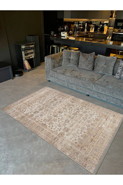 Rugs Modern Halı Asya Koleksiyonu Bej Kahverengi Geleneksel Desenli Dokuma Ta...