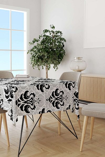 Cango Home Black and White Ethnic Damask Patterned Desktop Cgh344-ms