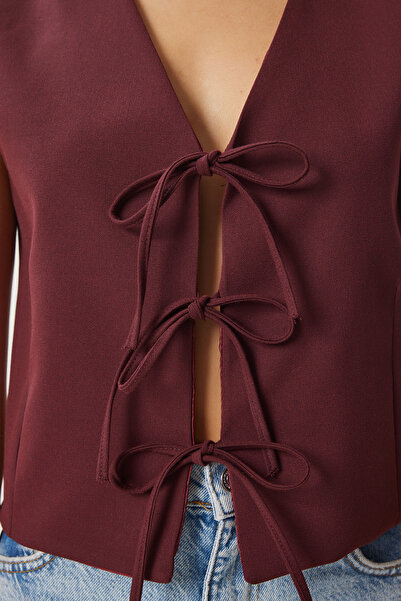 Lovelyİstanbul Bow Tie Woven Vest Bordo Lgp0008
