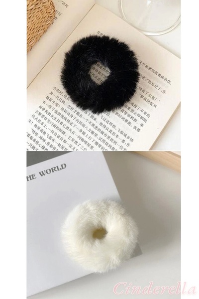 Cinderella Agrafă de pluș colorată - Pachet de 2 agrafe de păr moale și elast...