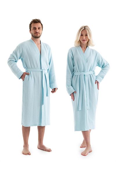 Denizli Concept Μπουρνούζι με πράσινο Unisex Kimono Muslin Mint - Υψηλή απορρόφηση υγρασίας και γρήγορο στέγνωμα