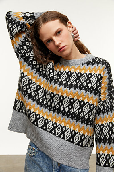 Mudo Jacquard Cycling Collar Knitting Sweater