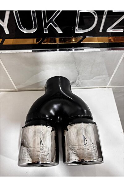 Mayuk Dizayn 76mm Krom Düz Eşit Uçlu Çift Çıkışlı *paslanmaz Krom Içi Boş Egz...