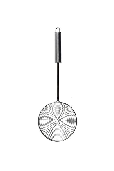 Zarif İnci 36 cm Stainless Steel Frying Colander - Oil Strainer Metal Handle Ladle