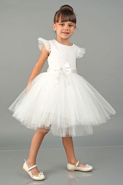 Mixie White Tulle Girls' Evening Dress Party Dress