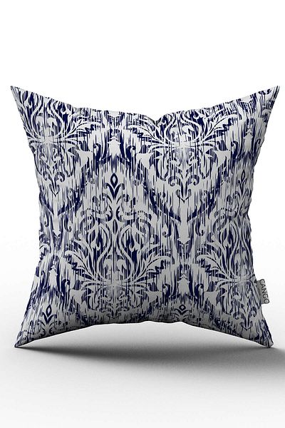 Cango Home Double Sided Dark Blue White Damask Patterned Throw Pillow Pillow Case - Cgh089-ct