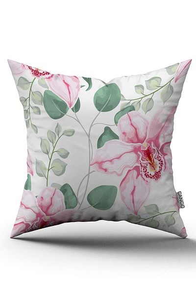 Cango Home Pink Flower Patterned Digital Printed Throw Pillow Cover Cgh1276
