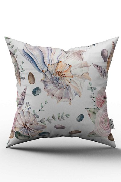Cango Home Față de pernă cu două fețe, roz, bej, cu model de flori de scoici - Cgh031-ct