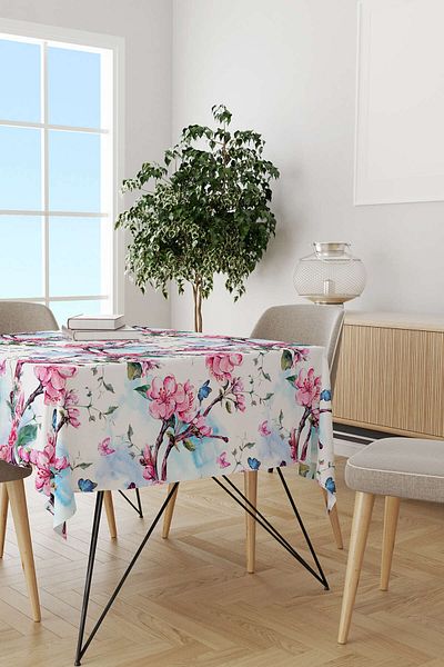 Cango Home Hanorac de birou cu imprimare digitală cu model de flori de primăvară alb roz Otyk786-ms