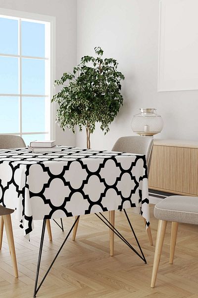 Cango Home Alb Negru Modern Geometric Model Digital Printed Table Shirt Otyk551-ms