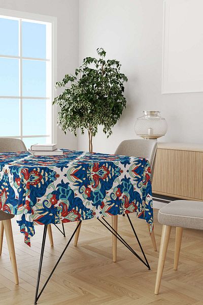 Cango Home Hanorac de birou imprimat digital cu model etnic albastru roșu Otyk540-ms