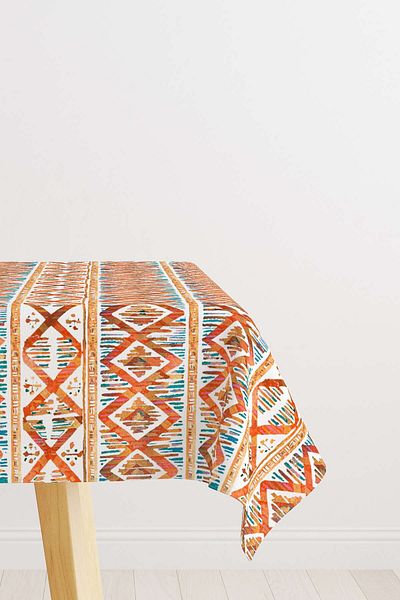 Cango Home Orange and White Ethnic Patterned Tablecloth Cgh264-ms