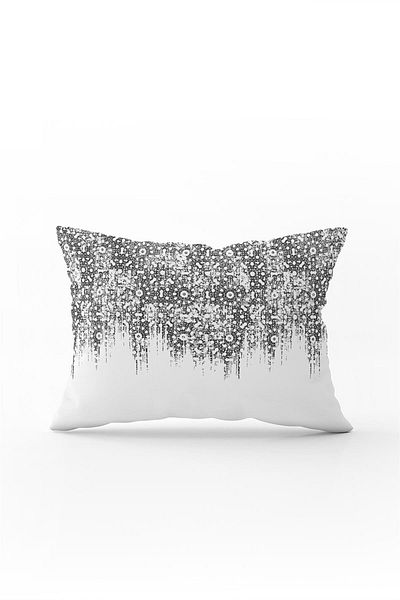 Cango Home Față de pernă cu două fețe, 35x50, alb, gri, etnic, floral, pentru pernă - Cgh090-3550