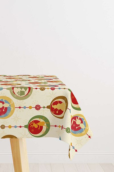 Cango Home Red Green Christmas Themed Digital Printed Tablecloth Cgh845-ms