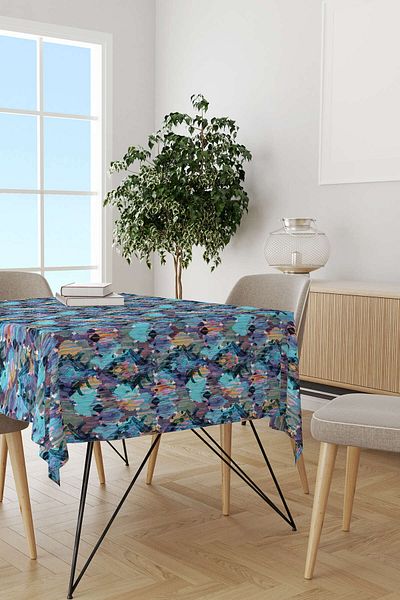 Cango Home Maser de birou cu model etnic albastru galben Cgh266-ms