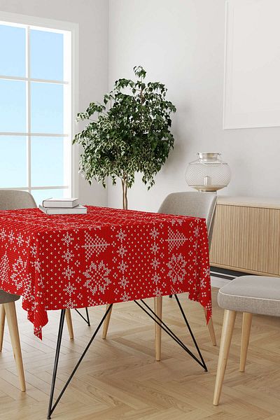 Cango Home Red Blue Christmas Themed Digital Printed Tablecloth Cgh836-ms