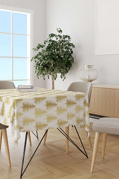 Cango Home Yellow White Christmas Themed Digital Printed Tablecloth Cgh790-ms