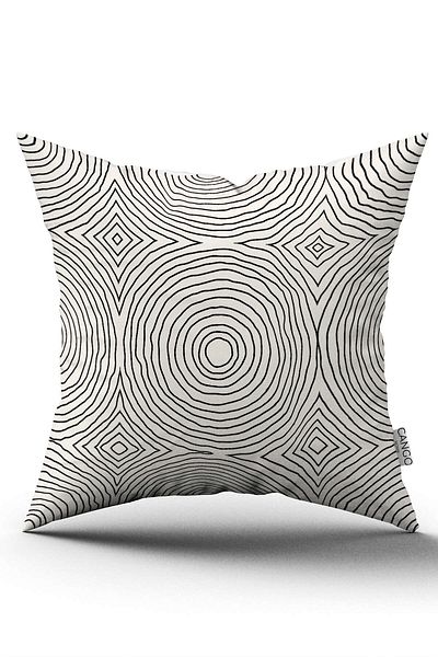 Cango Home Μαύρες θήκες Bohemian Geometryal Cgil24 First Position Creamy Throw Pillow