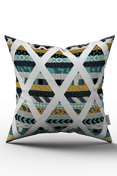 Cango Home Двосторонній чохол для подушки з жовтим і бірюзовим візерунком - Cgh109-ct