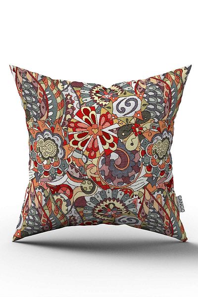 Cango Home Red Blue Tapestry Motif Patterned Digital Printed Throw Pillow Cover CGH1388