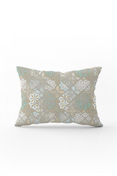 Cango Home Double Sided 35x50 Turquoise White Ethnic Floral Throw Pillow Pillow Case - Cgh085-3550