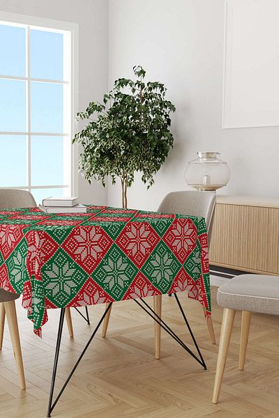 Cango Home Red Christmas Themed Tablecloth Cgh227-ms