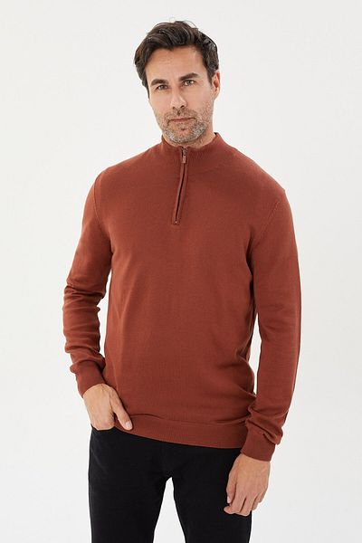 Tony Montana Πλεκτό με μισό φερμουάρ Plus Size-TB-3035