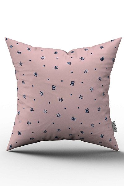 Cango Home Παιδικό μαξιλάρι ριχτάρι ροζ Navy Blue διπλής όψης Starry - Cgh039-ct