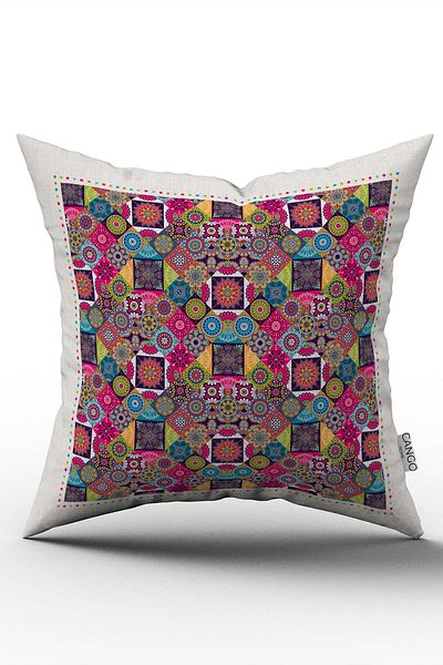 Cango Home Cream Purple Ramadan Themed Decorative Patterned Digital Printed Throw Pillow Cover CGH1337-2