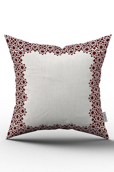 Cango Home Husă de pernă cu model decorativ cu tema Ramadan crem roșu Claret imprimată digitală CGH1318