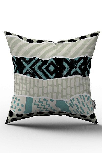 Cango Home Față de pernă cu două fețe, albastru, negru, cu model geometric - Cgh101-ct