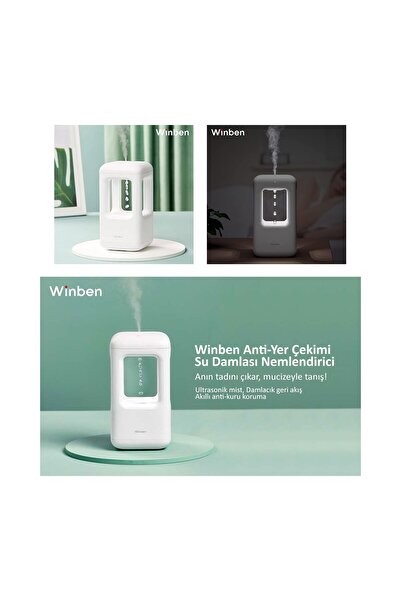 Xiaomi Winben Anti Yerçekimi Su Damlası Nemlendirici Ultrasonik Mist Damlacık Geri Akış